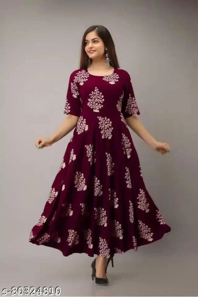 Cotton Printed Kurti for Women (Maroon, XXL) 13975