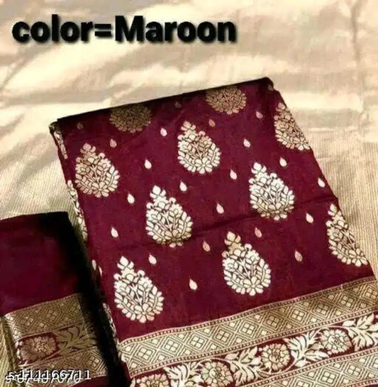 Banarsi Silk Saree For Women (Red, 6.3m) 6246