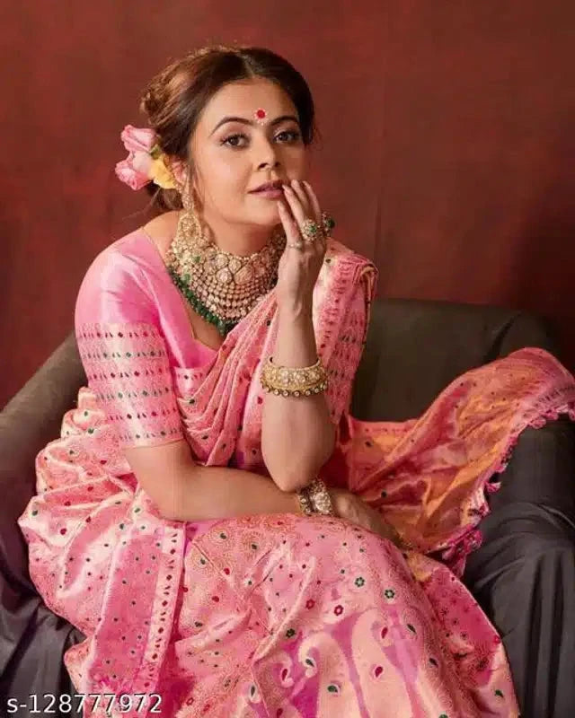 Jacquard Saree For Women (Pink, 6.3m) 6246