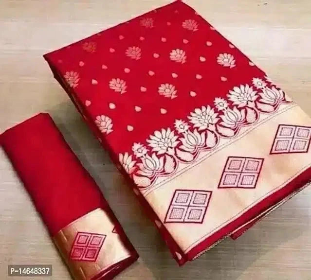 Jacquard Printed Saree for Women (Red, 6.3 m) 6706