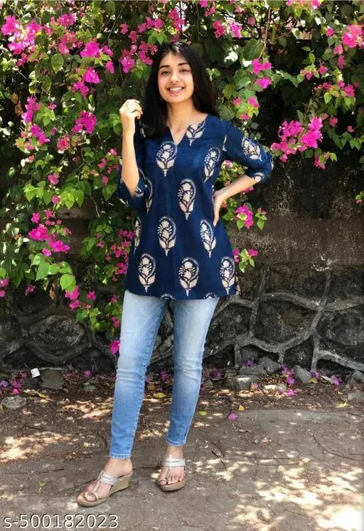 Trendy Fashionable block print Kurtis 13374